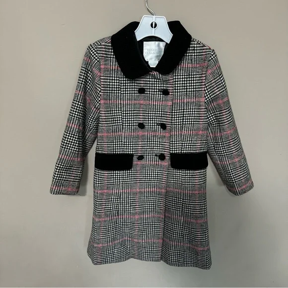 Edgehill Collection Black and Pink Plaid Kids Coat